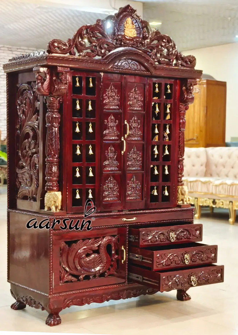 Ashtalakshmi Wooden Temple, Pooja Mandir, Home Temple with Video View 3