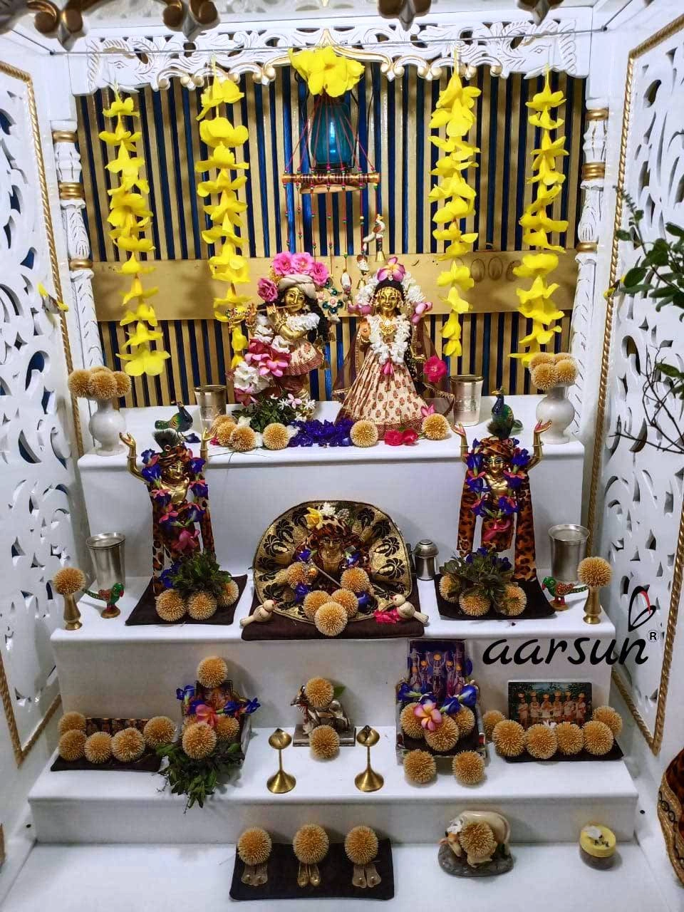 Beautiful Handcrafted White Wooden Temple YT-520