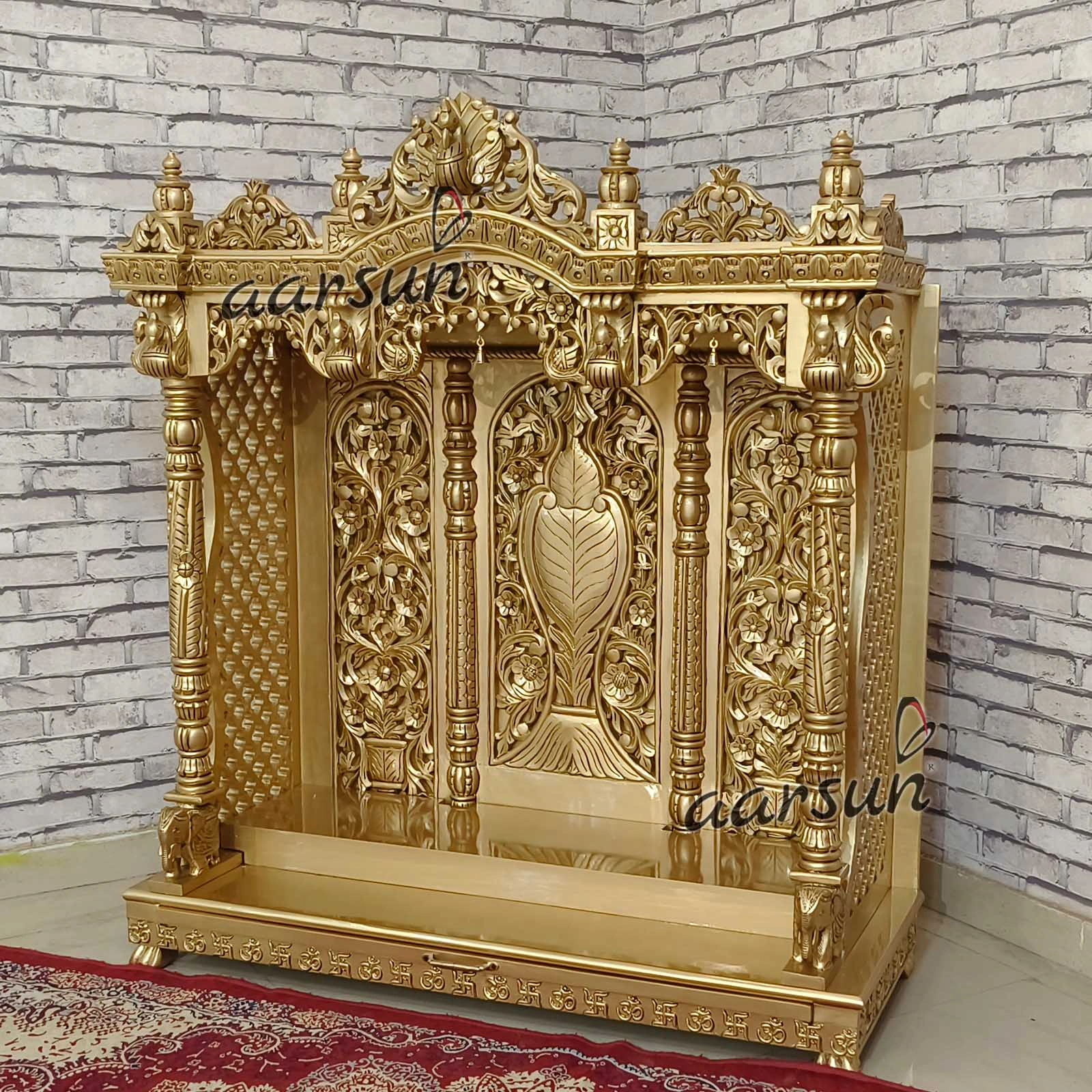 Beautiful home temple with Swastika and Om design View 2