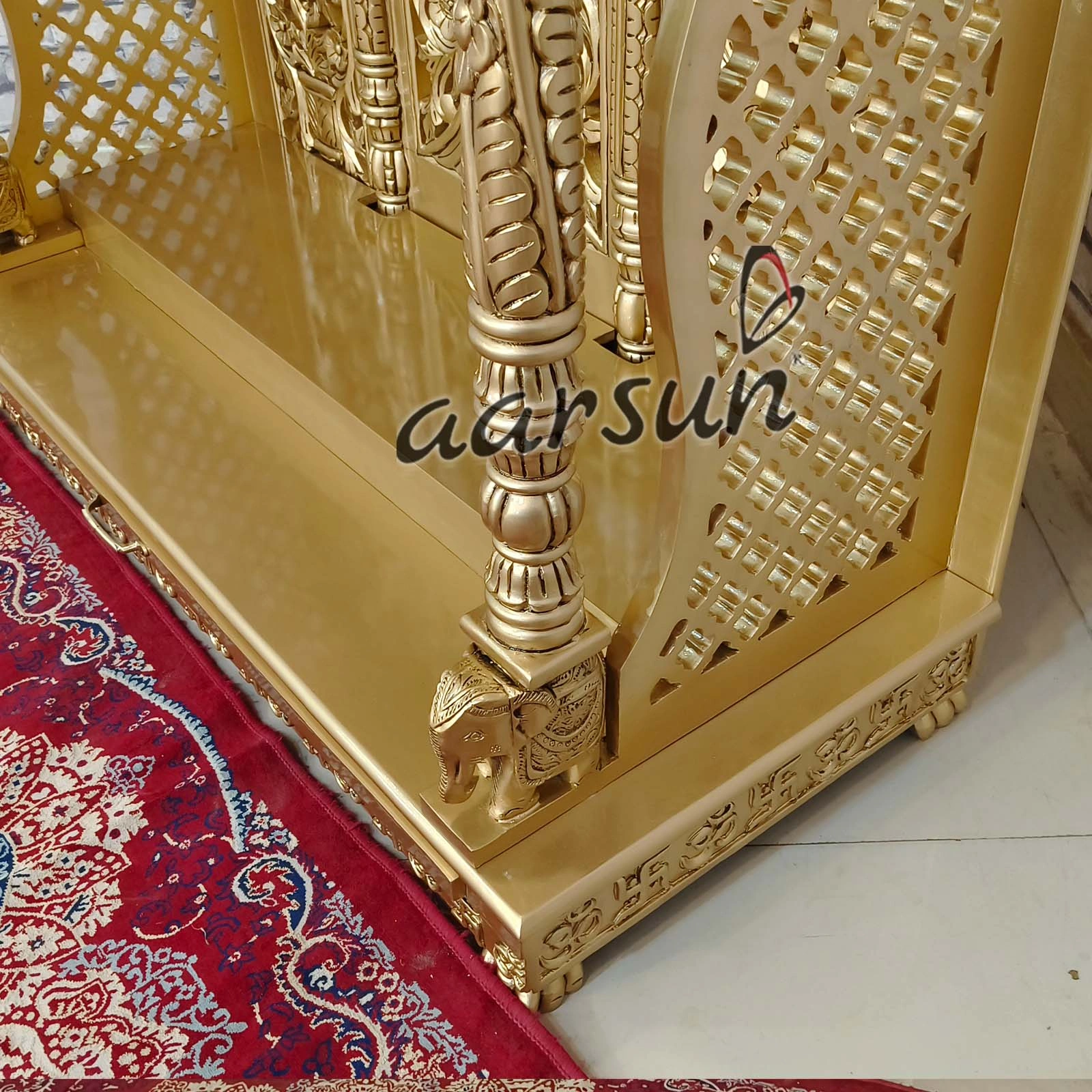 Beautiful home temple with Swastika and Om design View 3