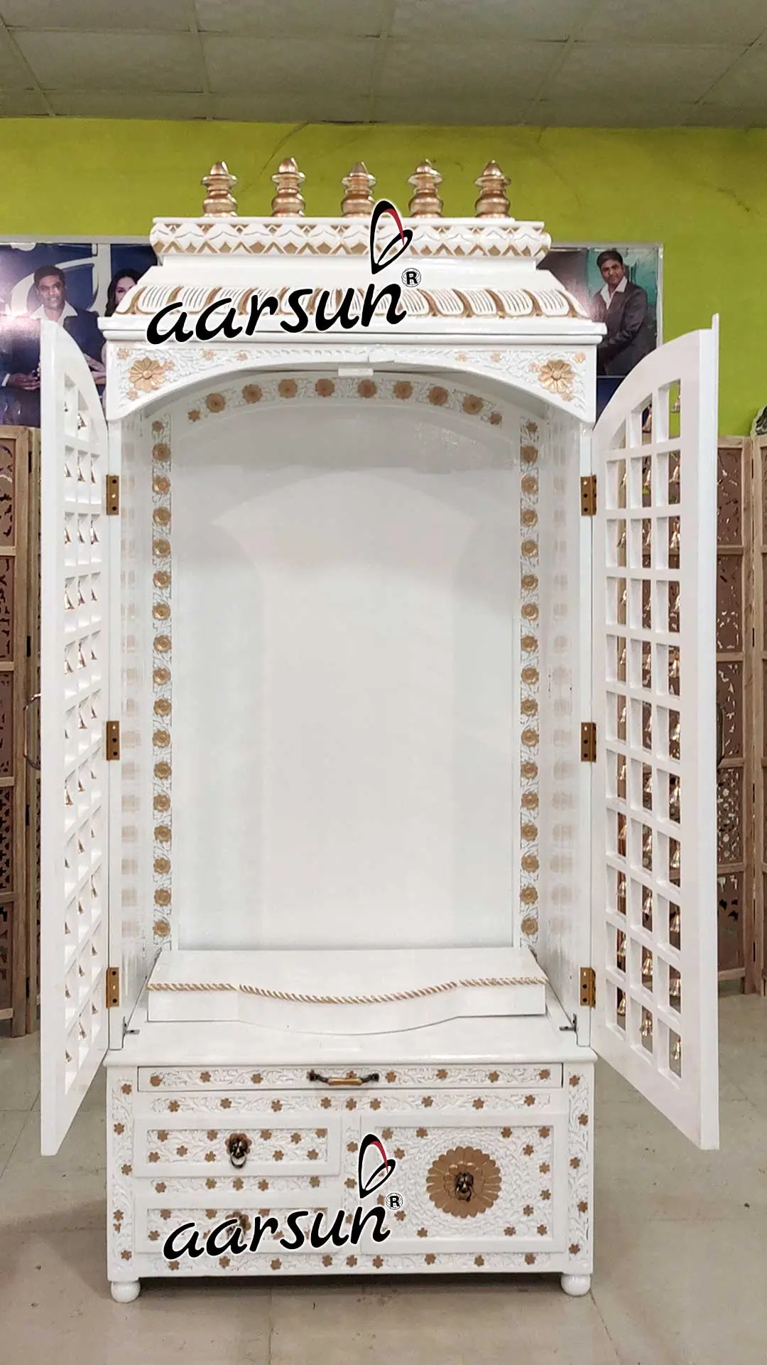 Beautifully Carved White Temple YT-639 View 4