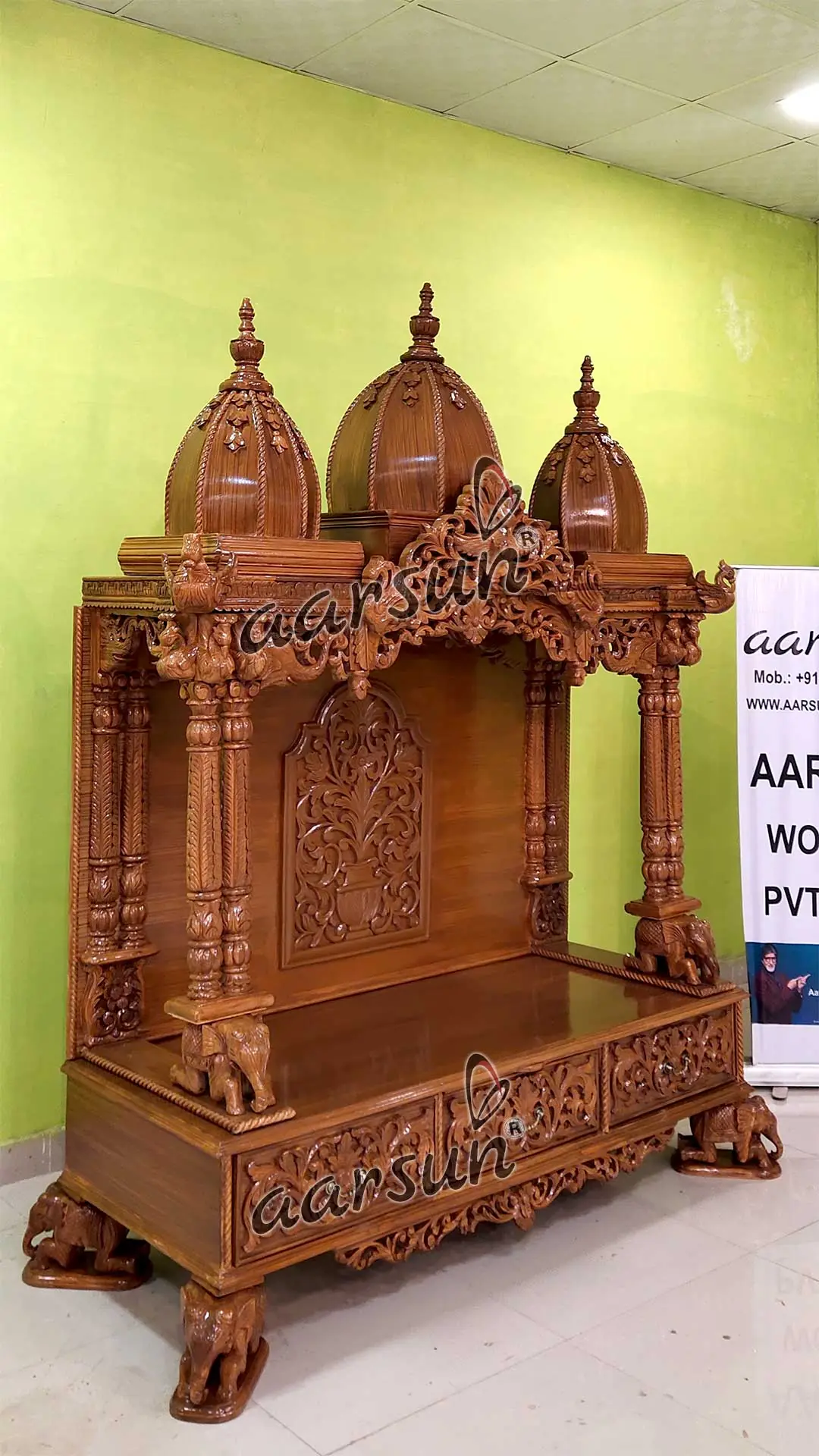 Beautifully Carved Wood Temple mandir design View 3