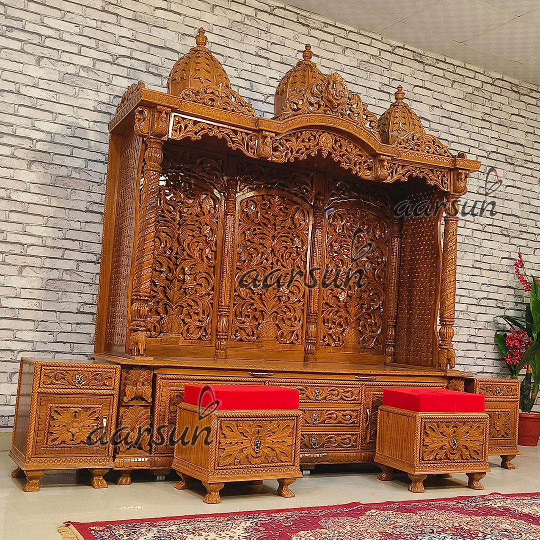 Big North Design Grand Pooja Mandir with Double Chowki View 4