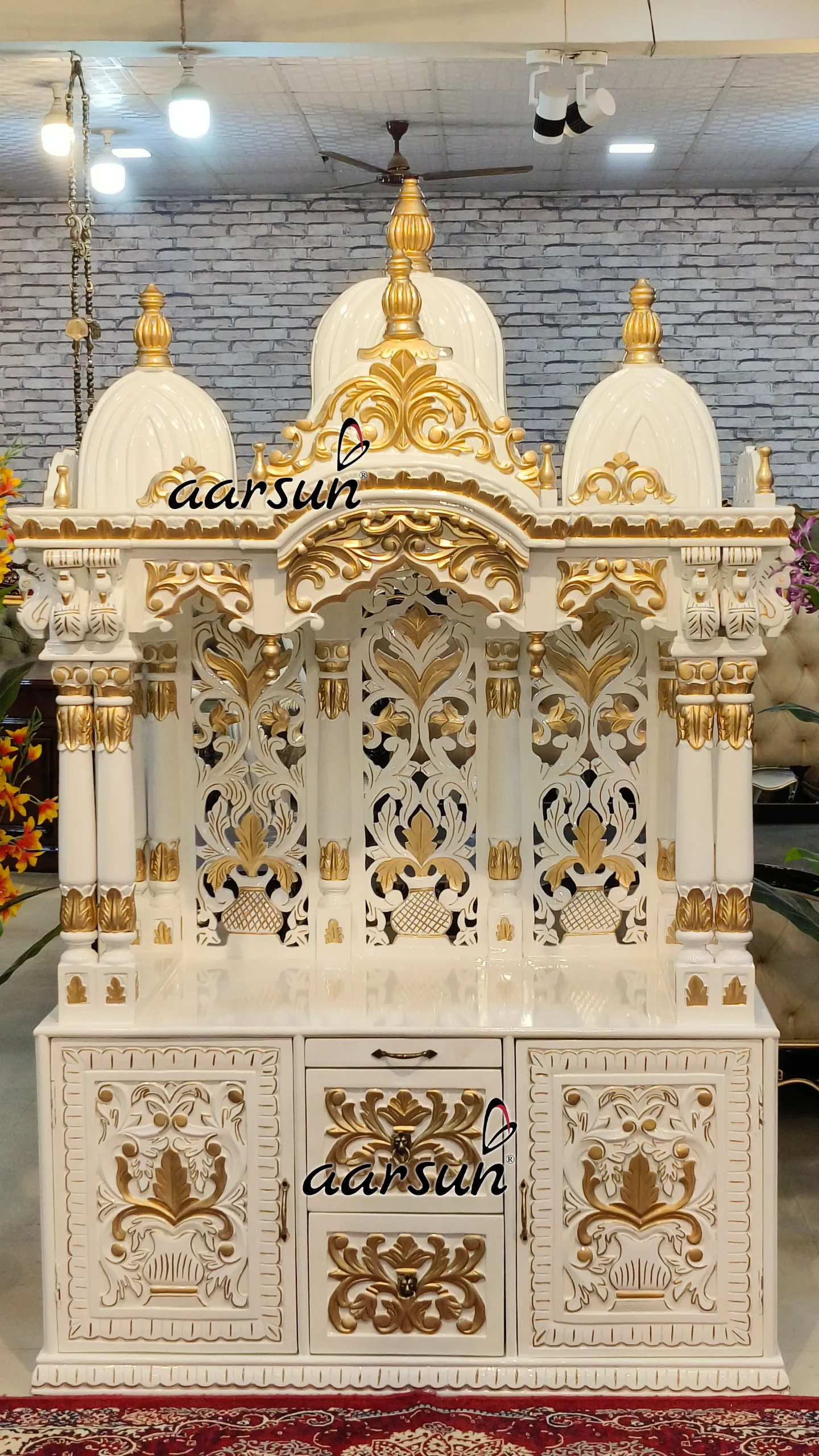 Buy White Gold Wooden Temple at Best Price View 2
