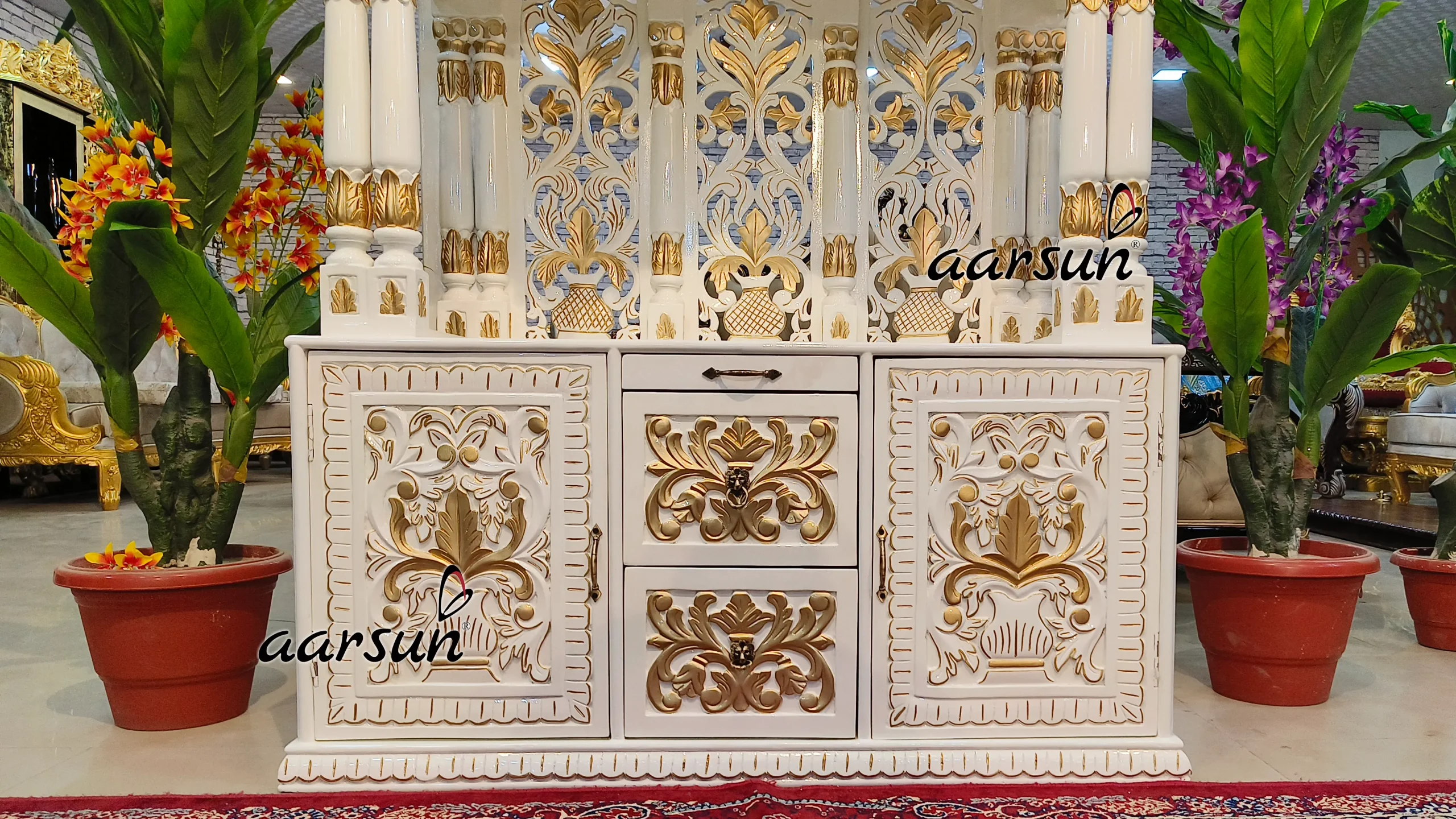 Buy White Gold Wooden Temple at Best Price View 6