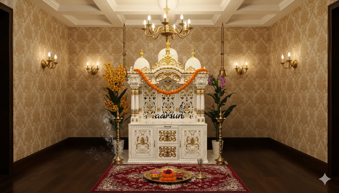 Buy White Gold Wooden Temple at Best Price