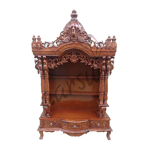 Designer Wooden Mandir in Teak Wood MNDR-0007 View 4