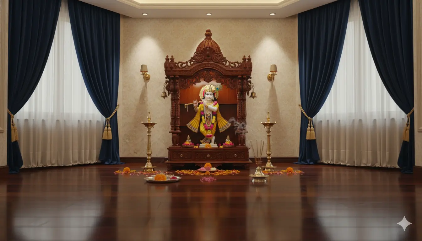 Designer Wooden Mandir in Teak Wood MNDR-0007