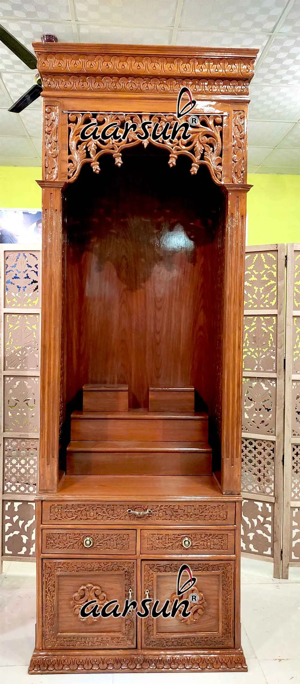 Devasthanam Mandir Design in Teak Wood YT-618 View 2