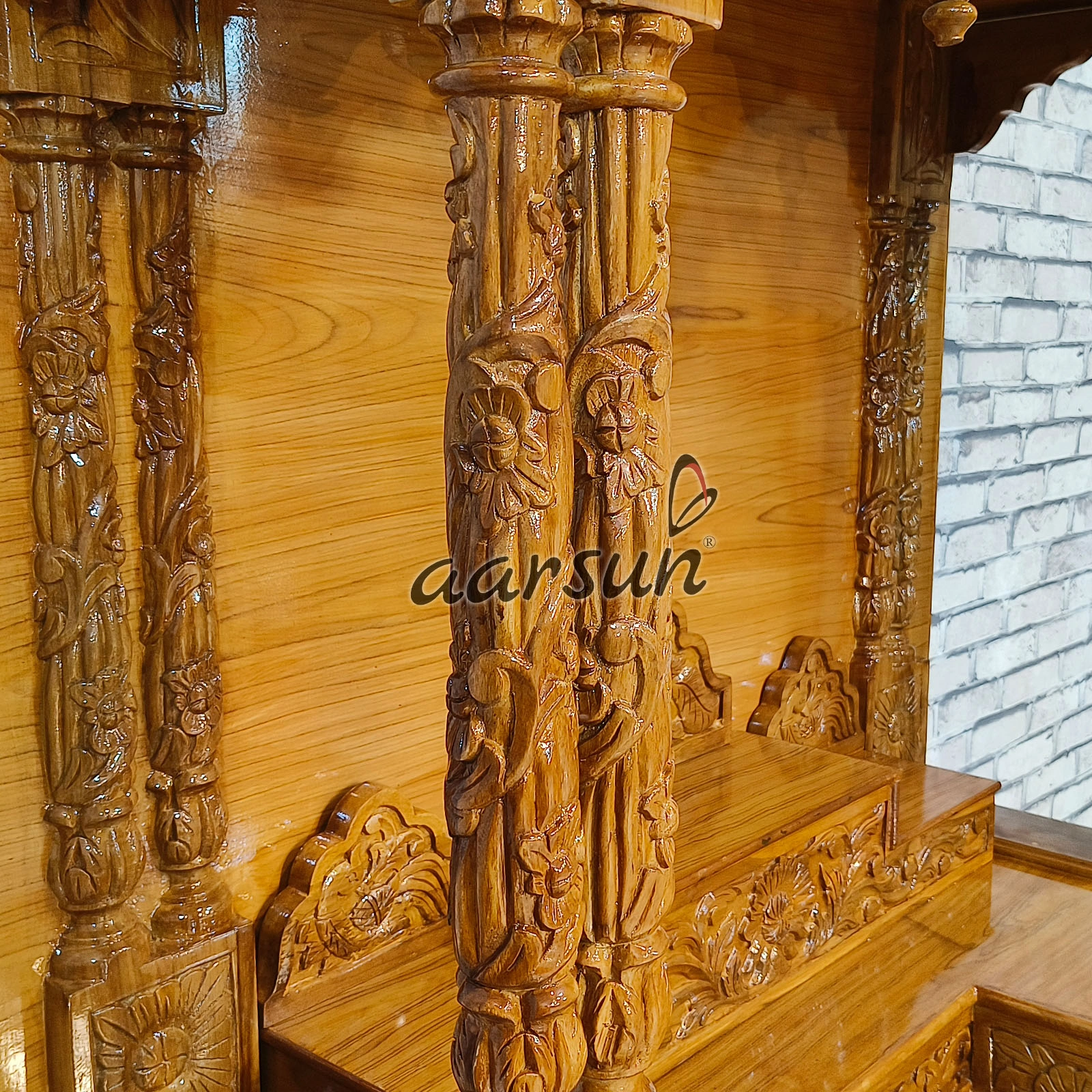 Easy-to-Move Wooden Big Temple for Home (LED And Wheels) View 14