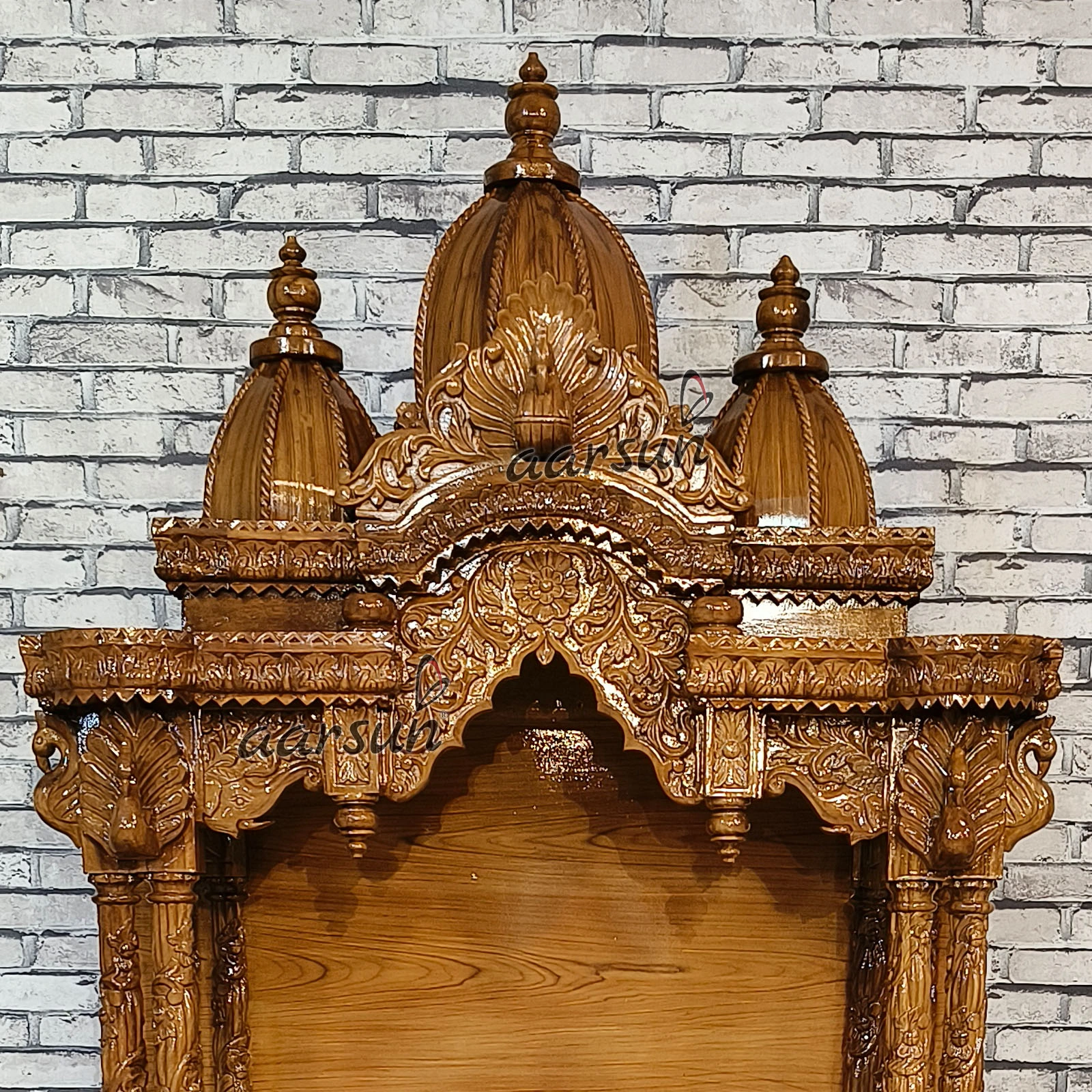 Easy-to-Move Wooden Big Temple for Home (LED And Wheels) View 19