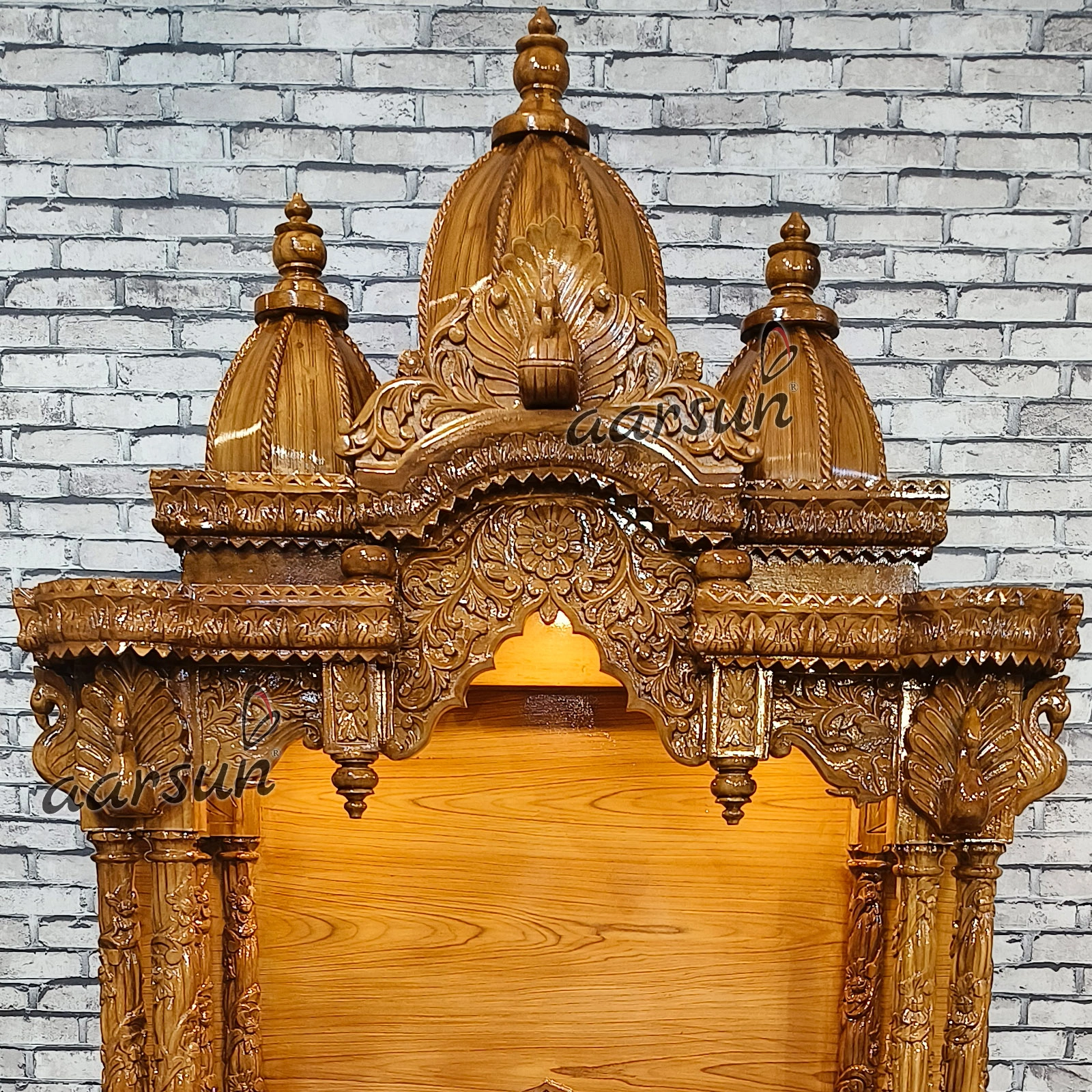 Easy-to-Move Wooden Big Temple for Home (LED And Wheels) View 5