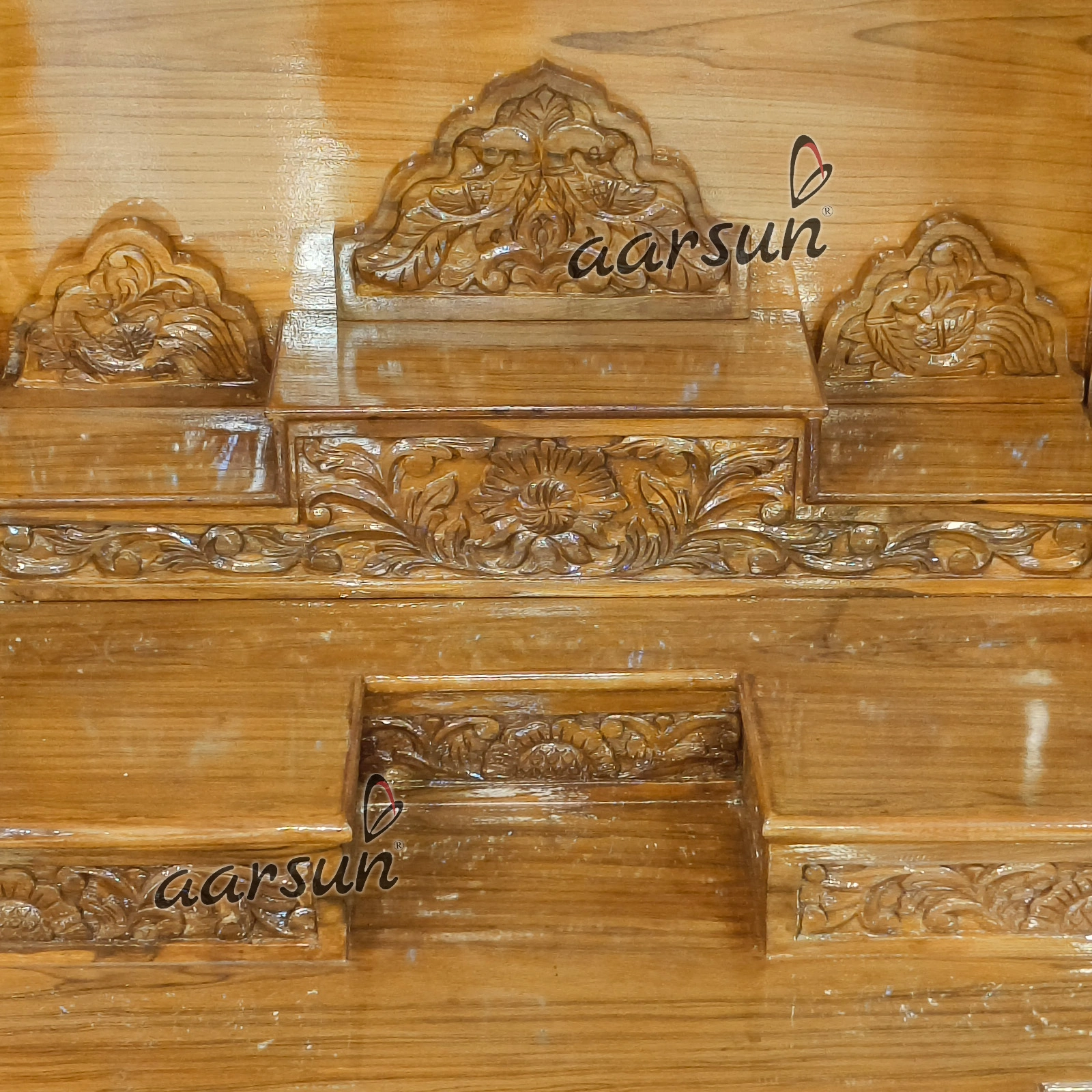 Easy-to-Move Wooden Big Temple for Home (LED And Wheels) View 10