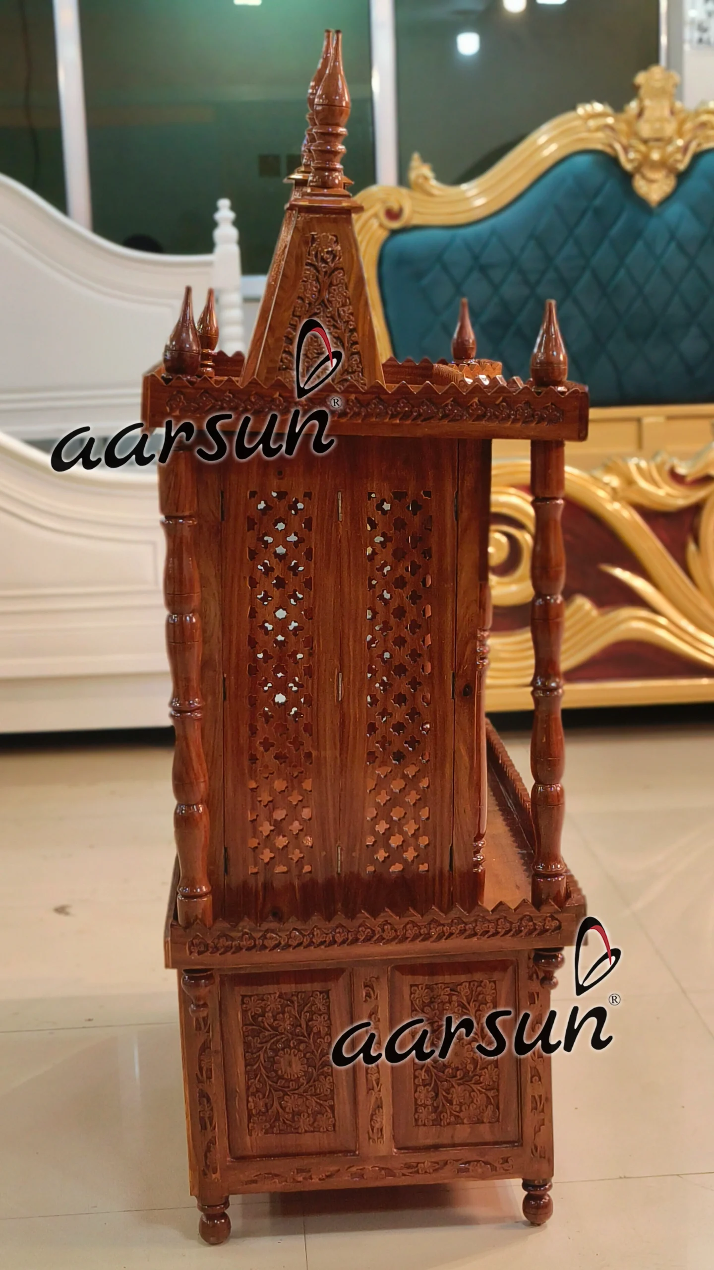 Folding Wooden Temple in Natural Polish View 8