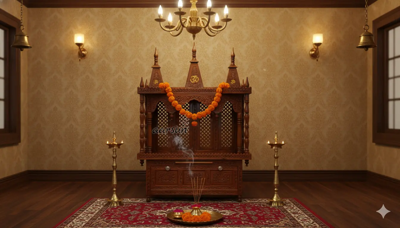 Folding Wooden Temple in Natural Polish