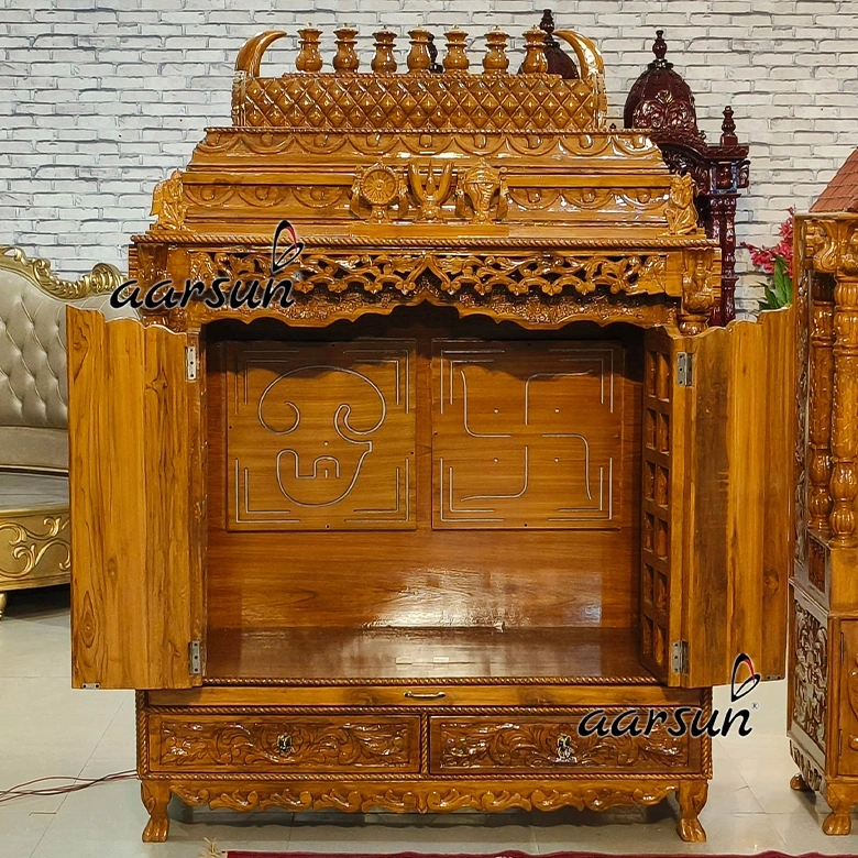 Fully Handcrafted Ashtalakshmi Mandir With Swastik & Tamil OM View 3