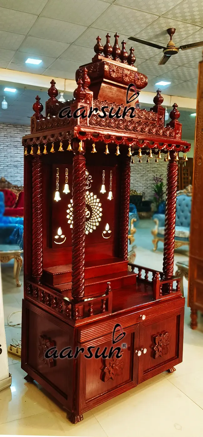 Modern & Classical Fusion Temple in Teak Wood - YTN85 View 3