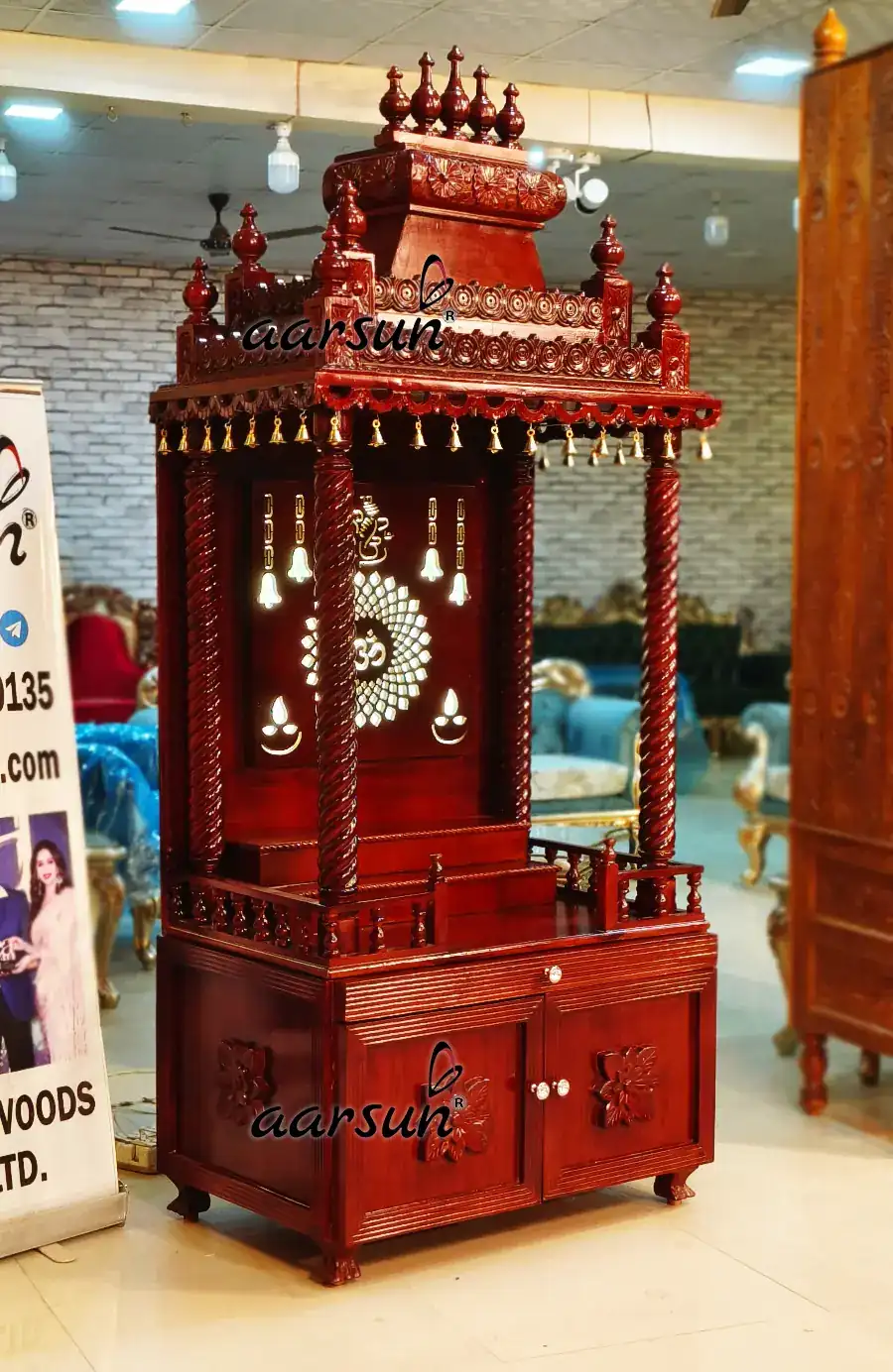 Modern & Classical Fusion Temple in Teak Wood - YTN85