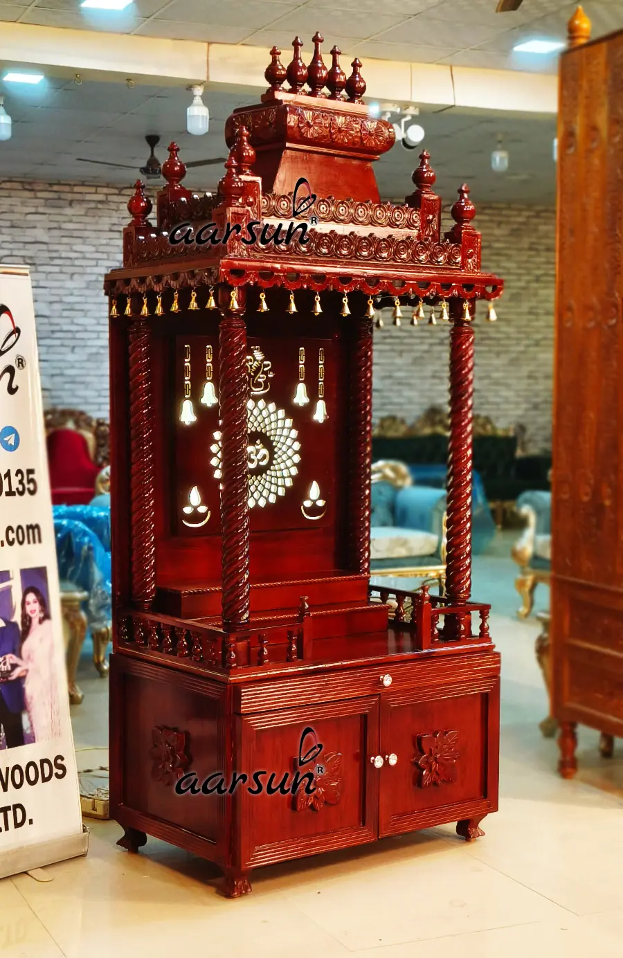 Modern & Classical Fusion Temple in Teak Wood - YTN85