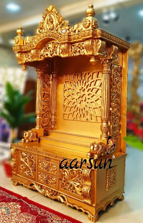 Golden Mandir design for home - MNDR - 992 View 2