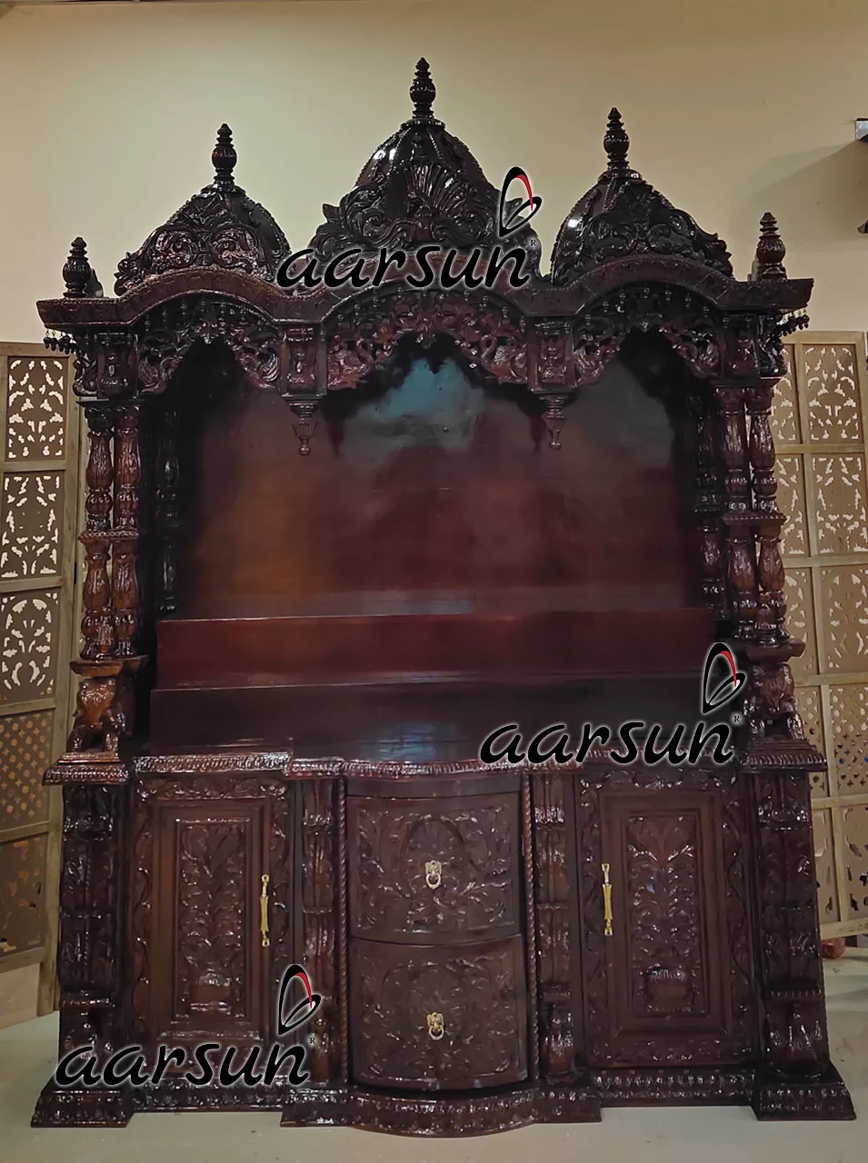 Krishna Mandir Handcrafted in Teak YT-522 View 5