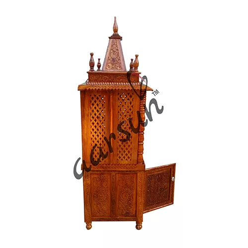 Hand-carved Wooden Pooja Temple MNDR-0051JC View 3