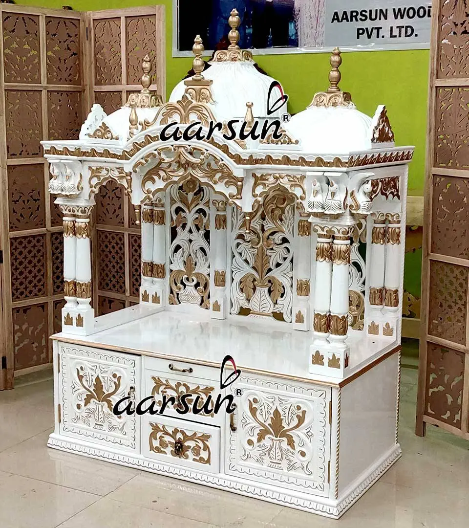 Handcarved White & Gold ISKCON Temple YT-642 View 2