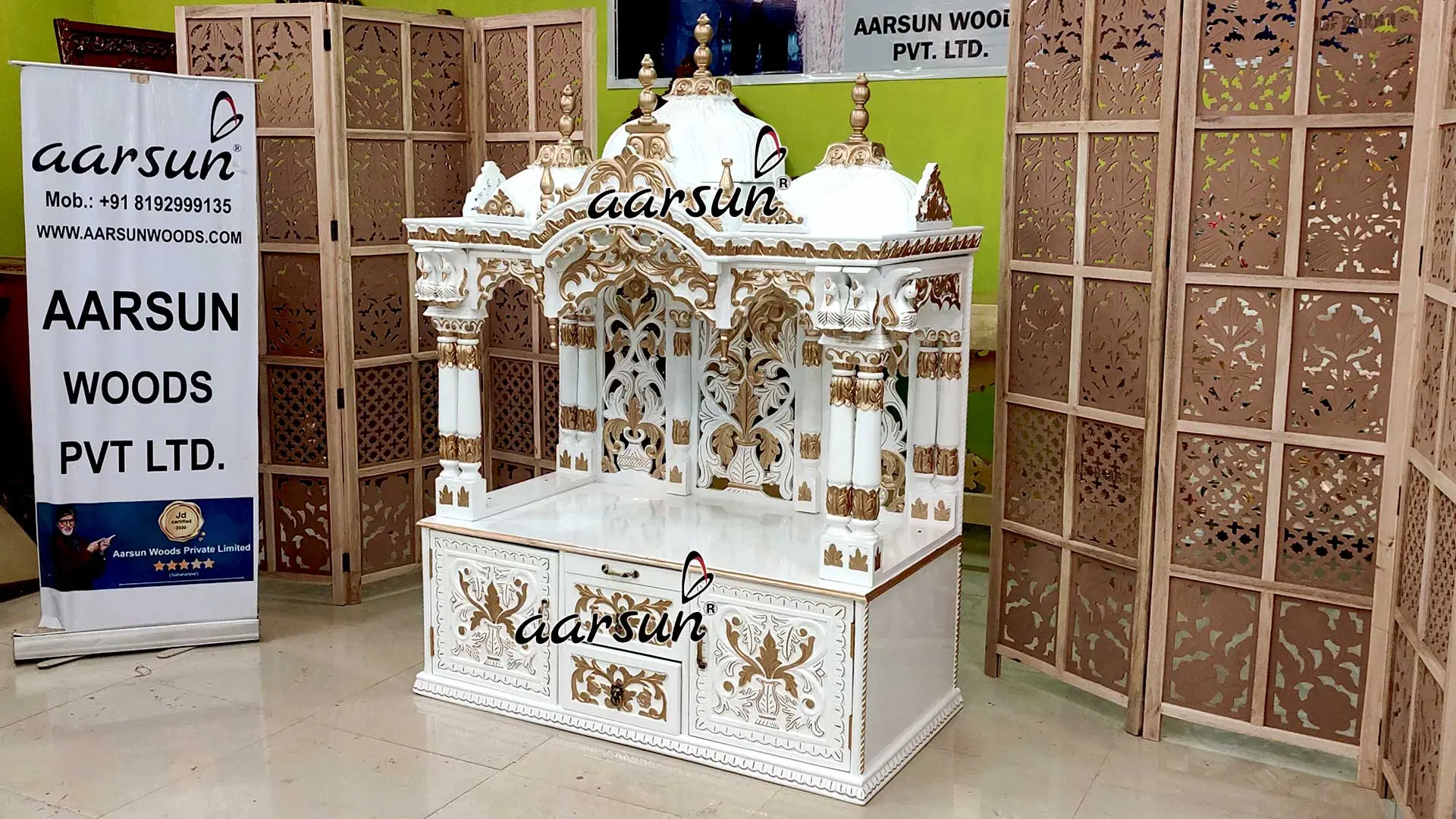 Handcarved White & Gold ISKCON Temple YT-642 View 5