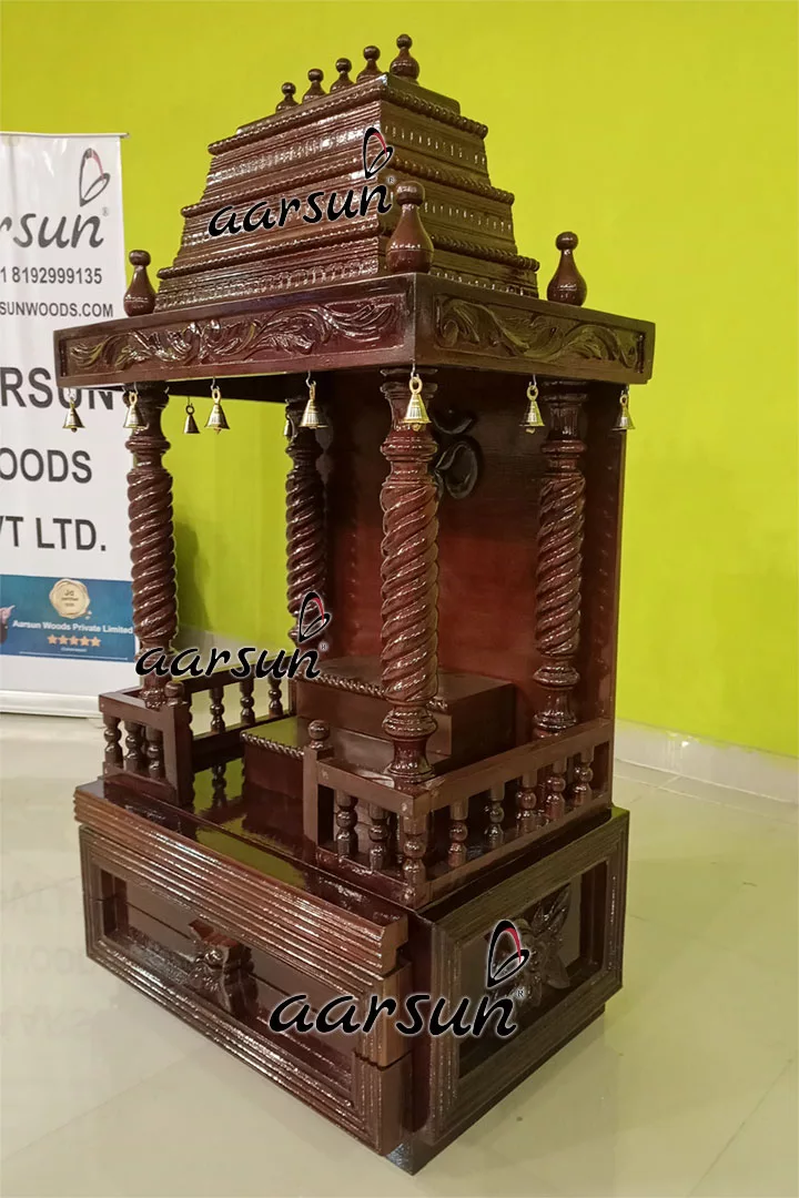 Handcrafted Bell Temple in Durable Teak Wood MNDR-0011 View 2