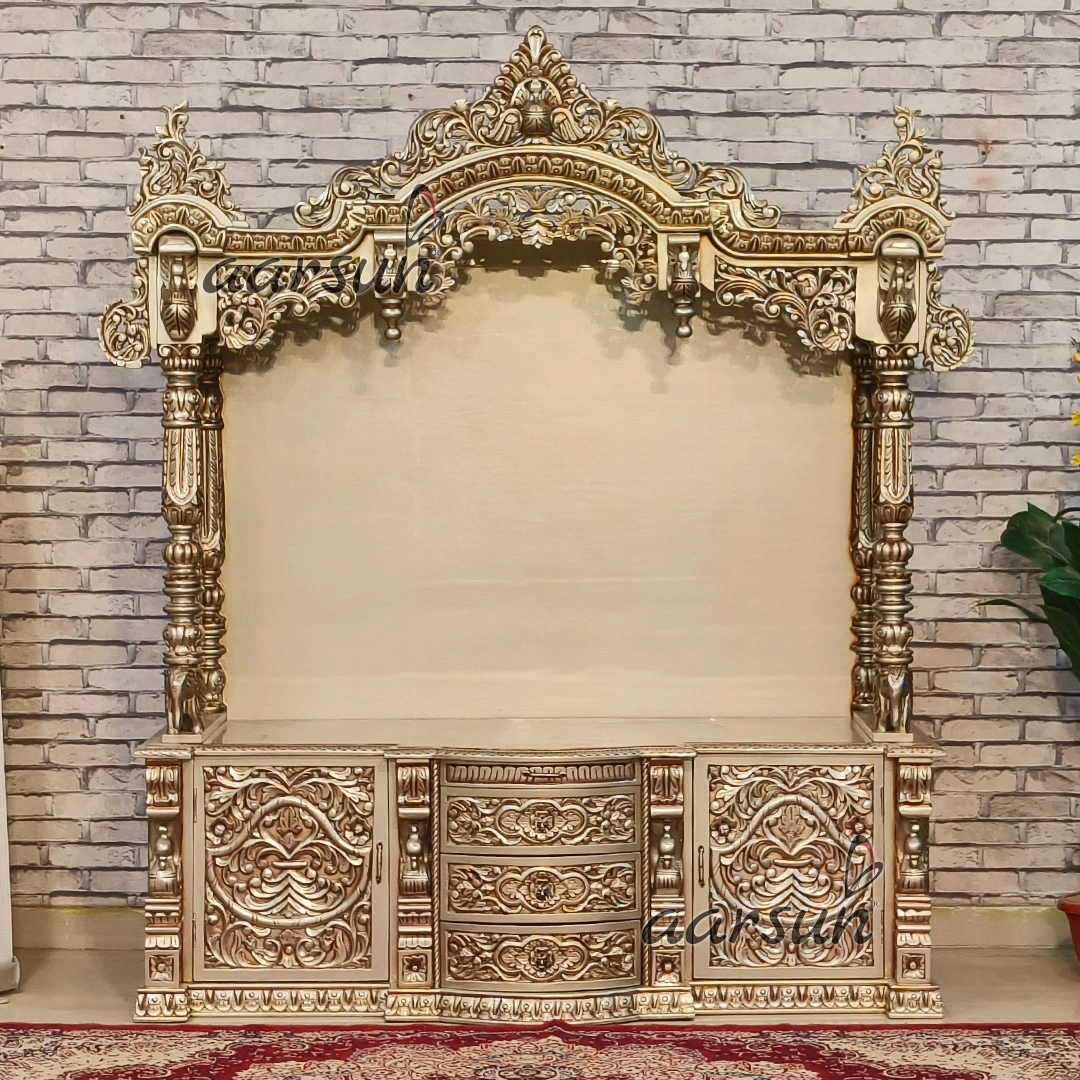 Handcrafted Designer Mandir with Intricate Carving View 5