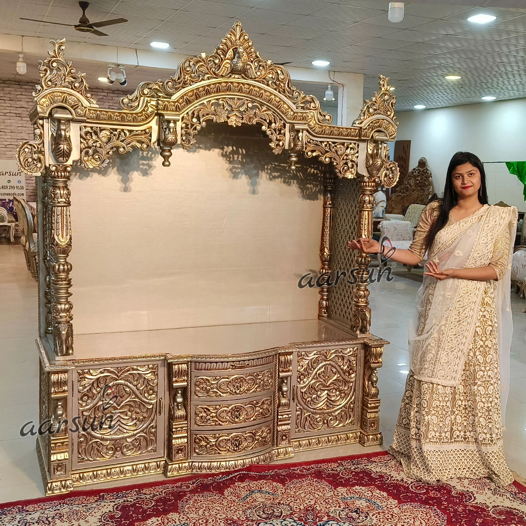Handcrafted Designer Mandir with Intricate Carving View 7