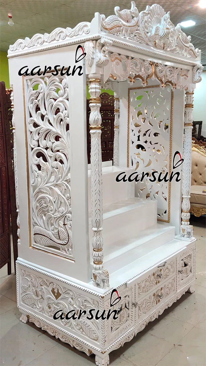Handcrafted Mandir with Chowki Steps YT-520 View 2
