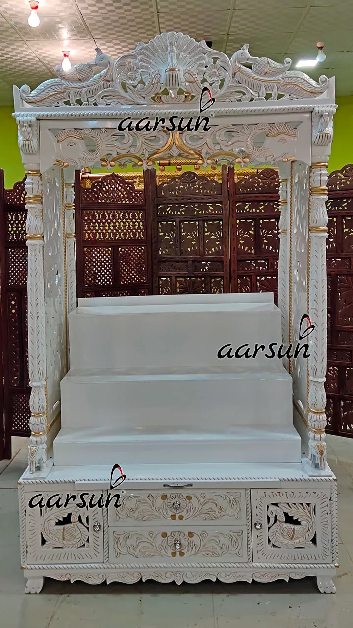 Handcrafted Mandir with Chowki Steps YT-520 View 5
