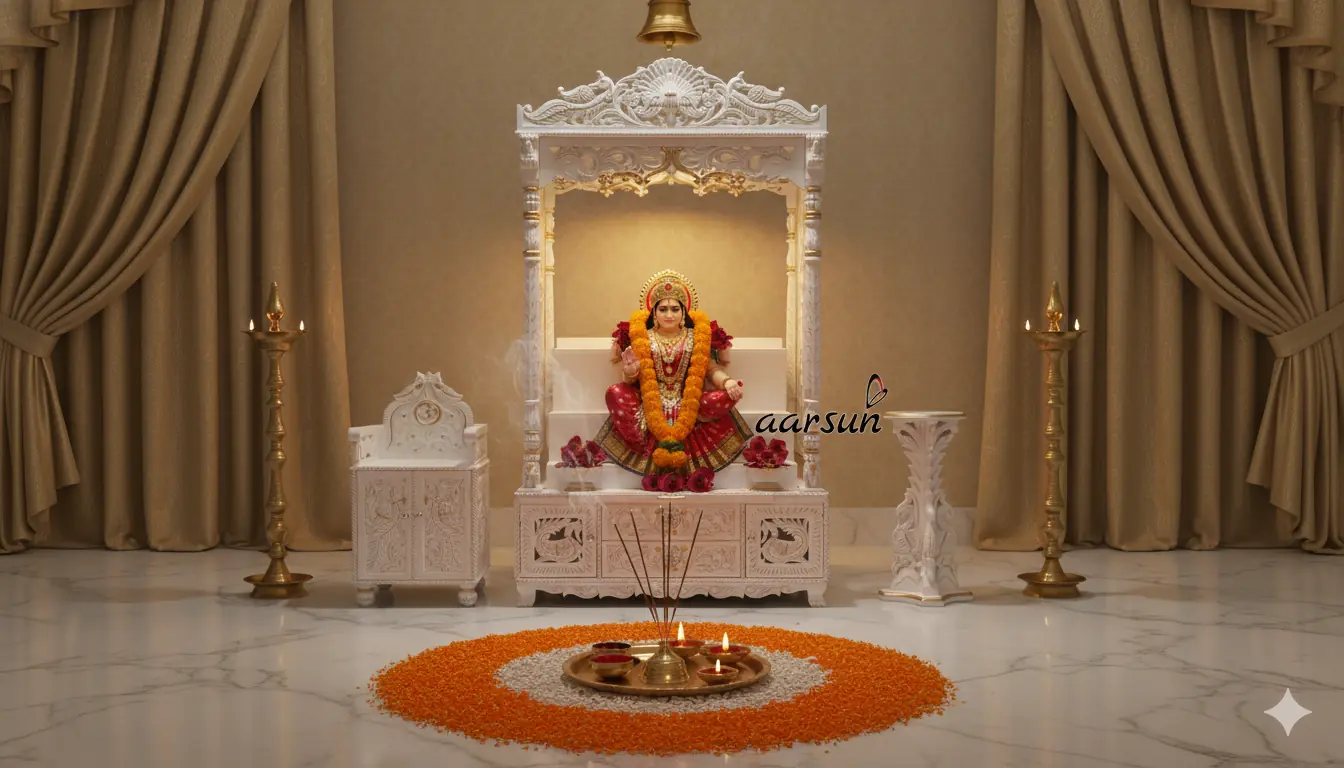 Handcrafted Mandir with Chowki Steps YT-520