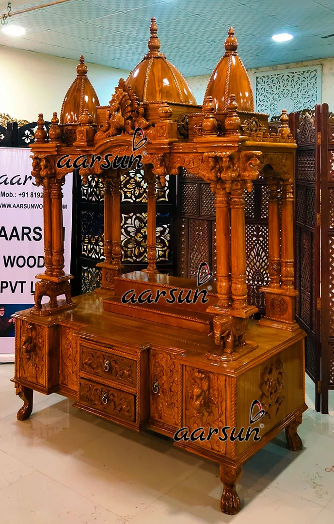 Handcrafted Teak Temples Customized as per Your Choice YT-431 View 3
