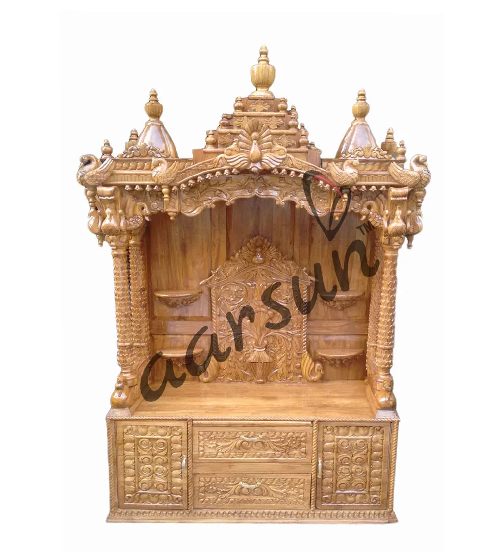 Handcrafted Wood Temple Cabinet MNDR-0012 View 4