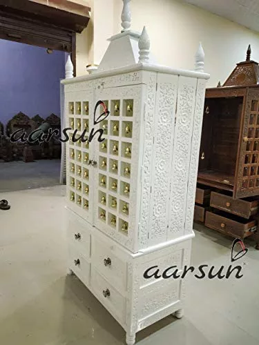 Temple / Pooja Mandir in White Finish - TEAKWHT-002 View 4