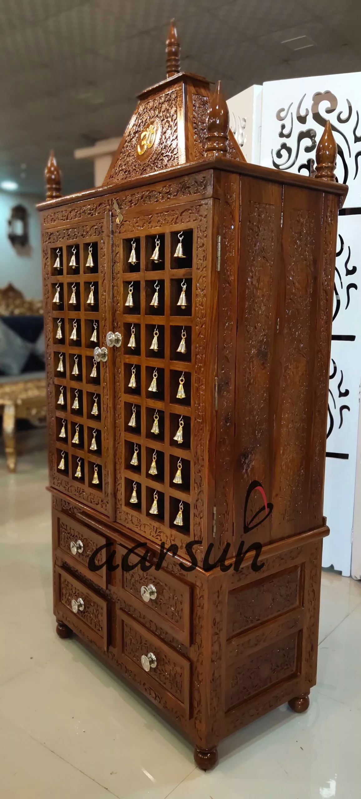 Pooja Temple with Bells TEAKTMP-003 View 2