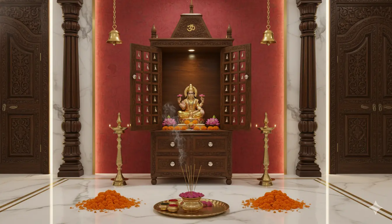 Pooja Temple with Bells TEAKTMP-003