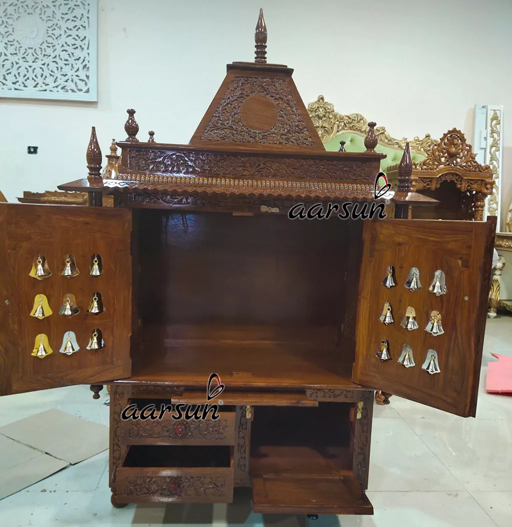 Handcrafted Sheesham Wood Bell Temple / Mandir YT-335 View 2