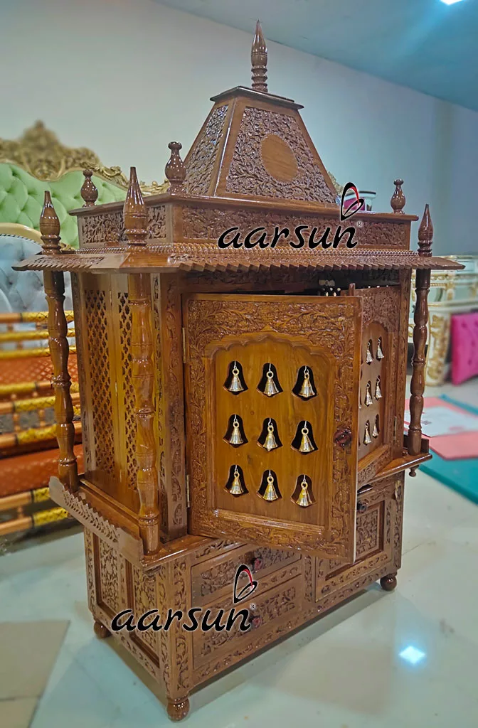 Handcrafted Sheesham Wood Bell Temple / Mandir YT-335 View 3