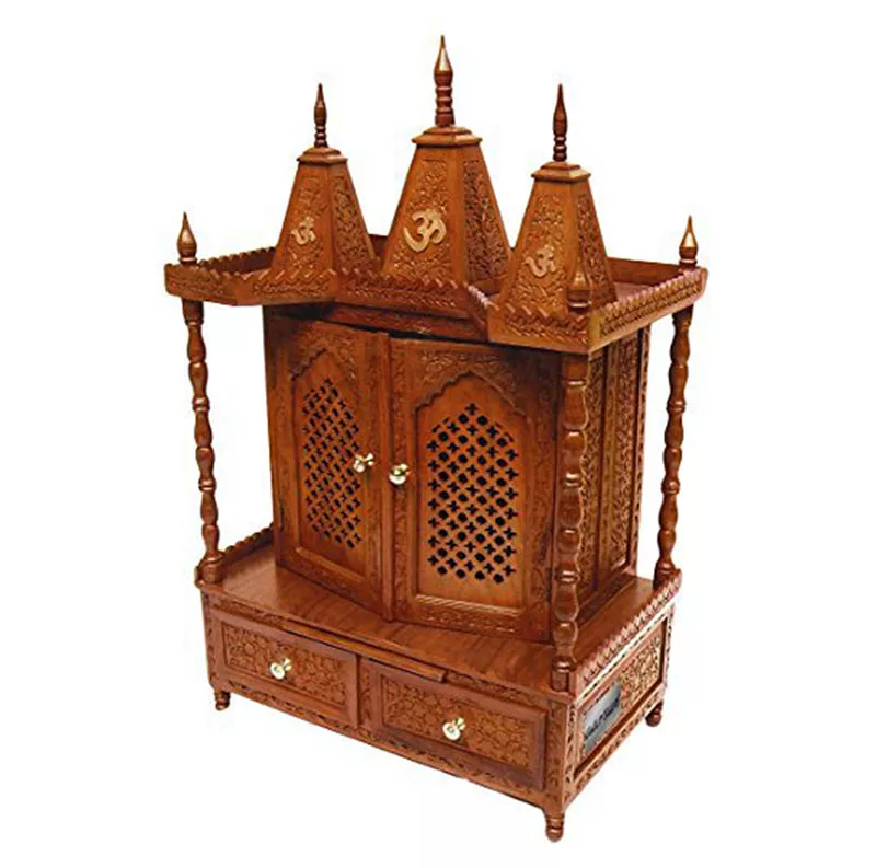 Handmade Wood Temple with Jaali Doors MNDR-0049 View 2