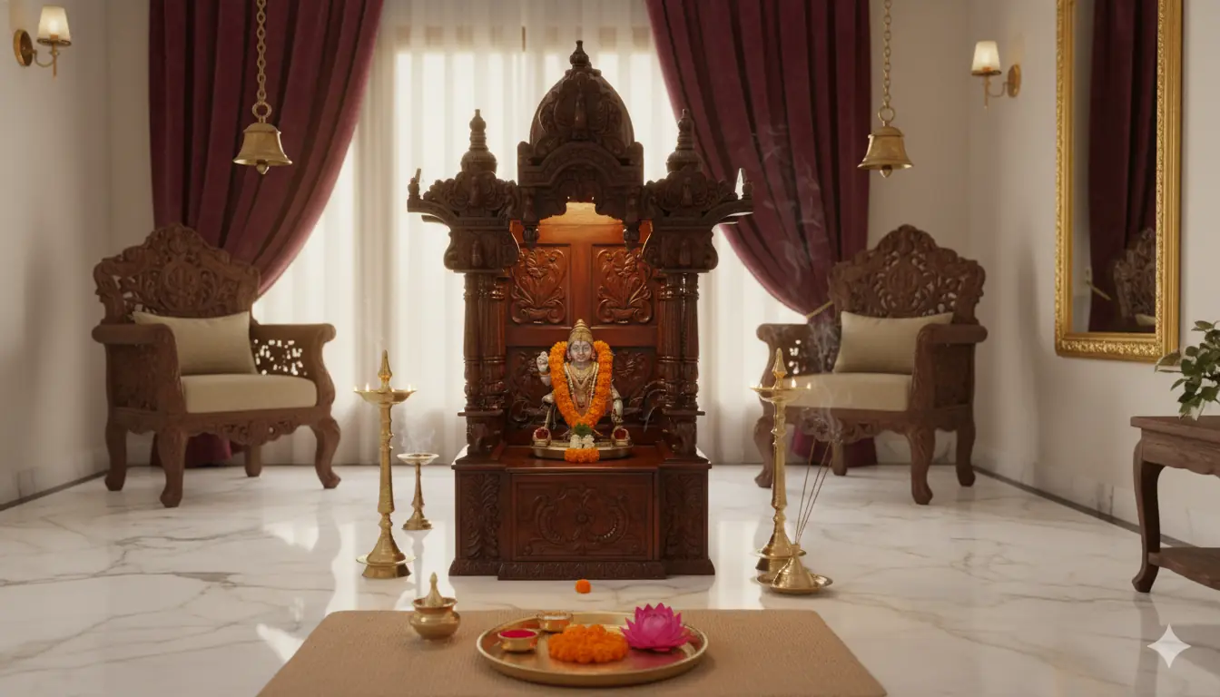 Home Temple in Teak Wood MNDR-0130