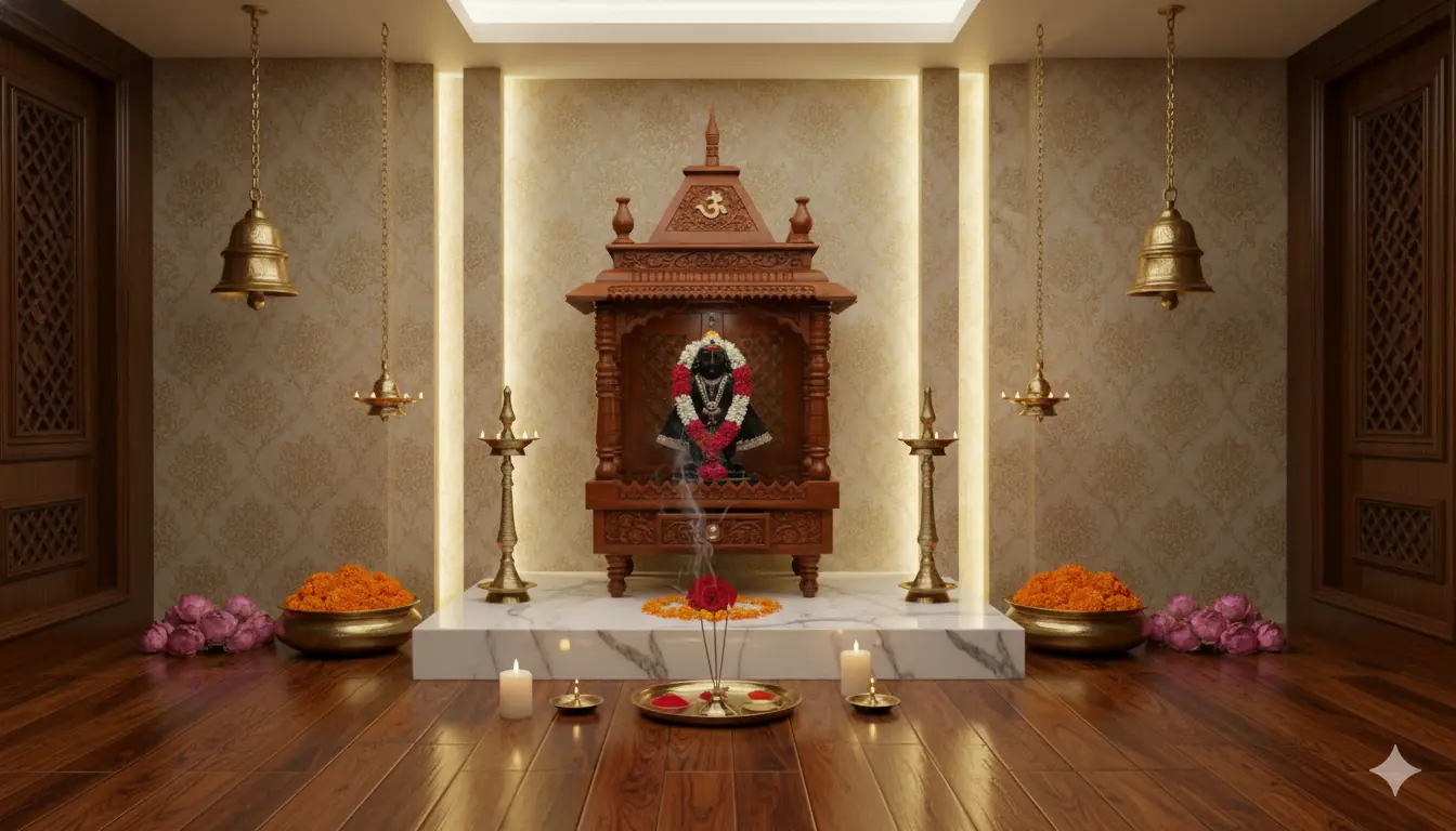 Wooden Temple Home Mandir - Rosewood Pooja Unit MNDR-0060