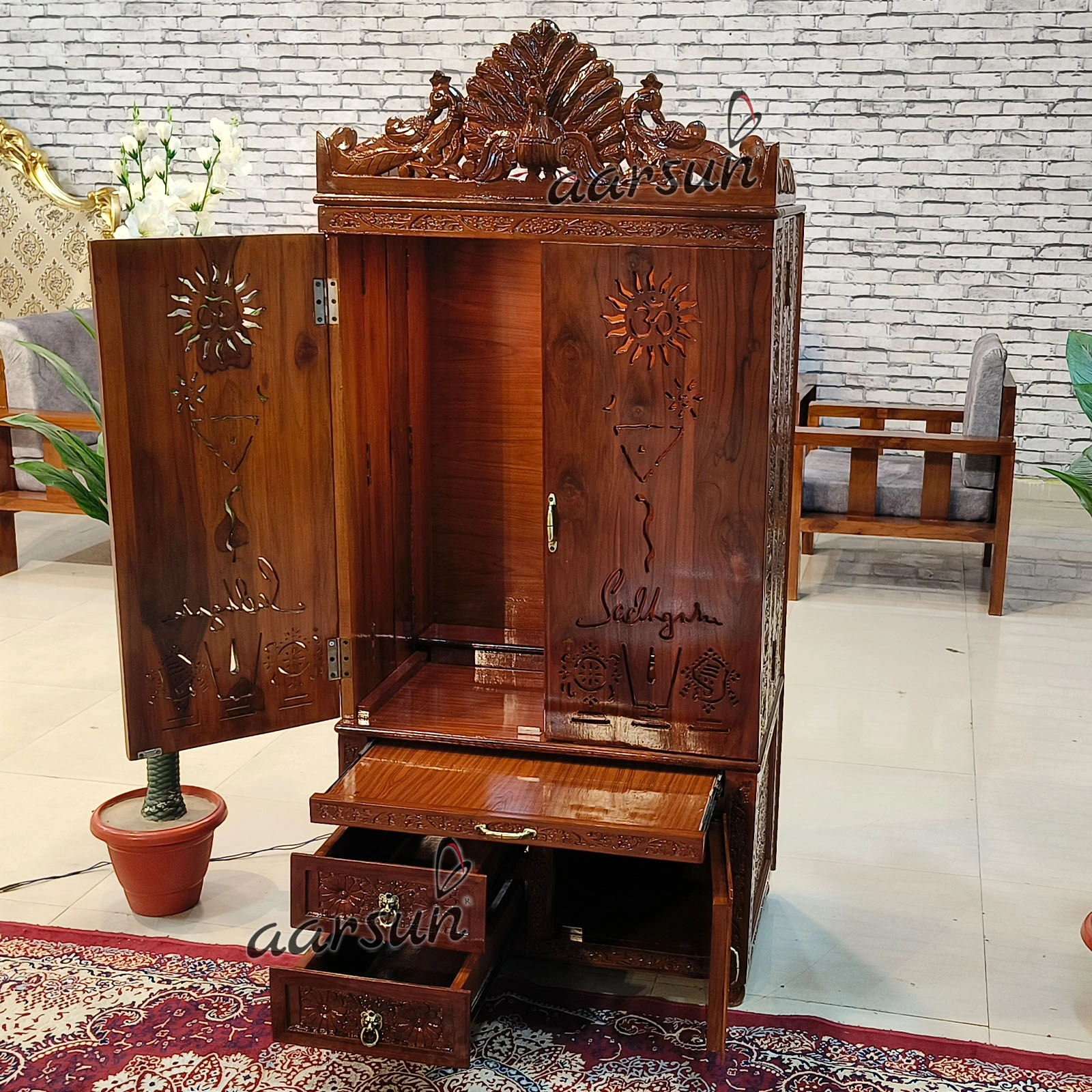 Indian Art- Pooja Mandir Design View 4