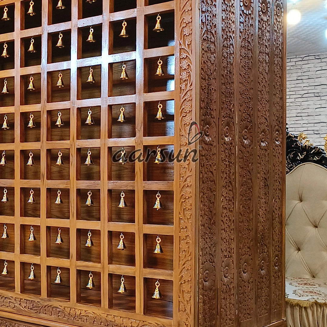 Intricately Carved Wooden Temple with Drawers View 4