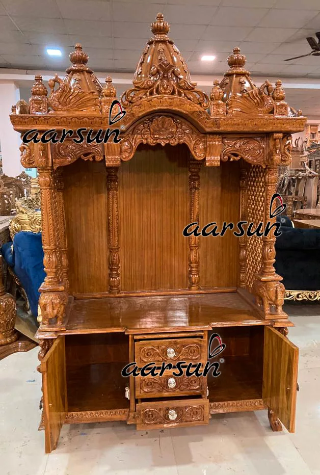 Large Size Temple Handcrafted in Teak with High Gloss Finish YT-392 View 3