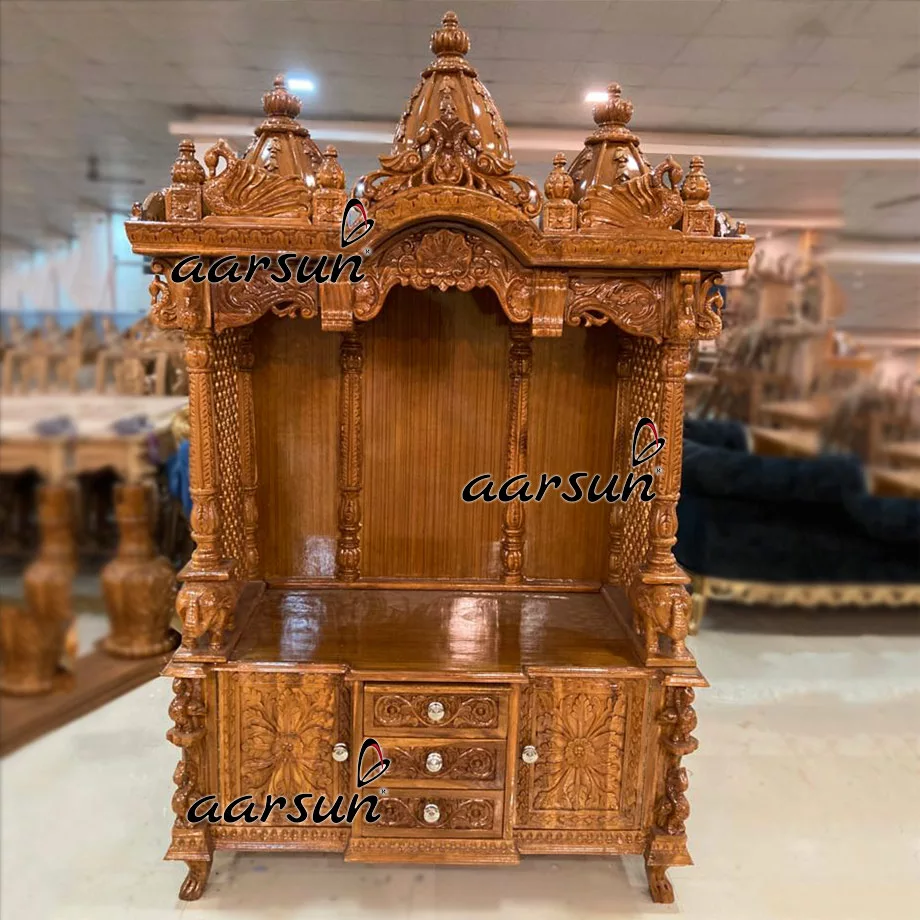 Large Size Temple Handcrafted in Teak with High Gloss Finish YT-392 View 4