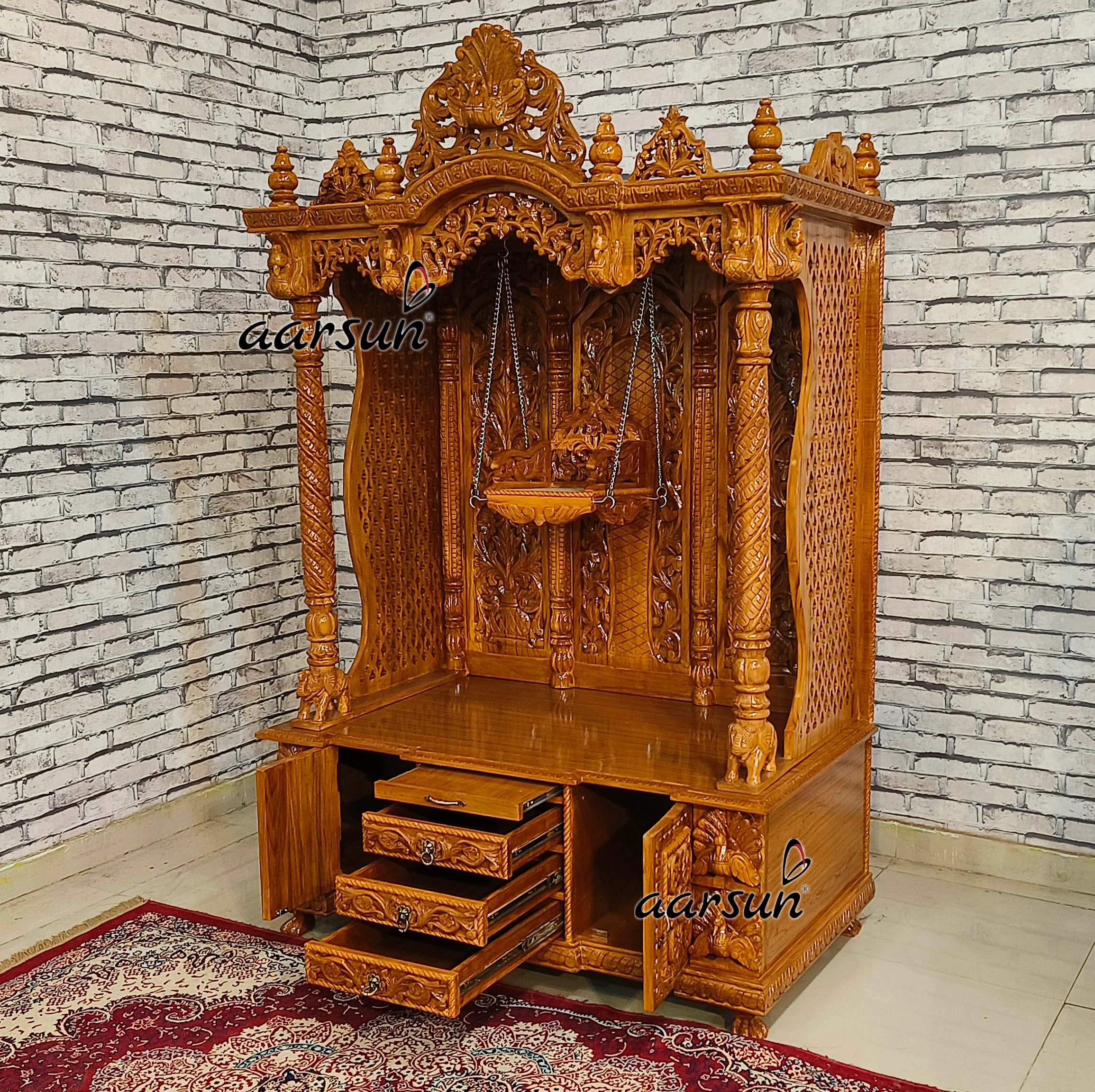 Large Temple With Krishna Jhula in Sanctum Sanctorum View 3