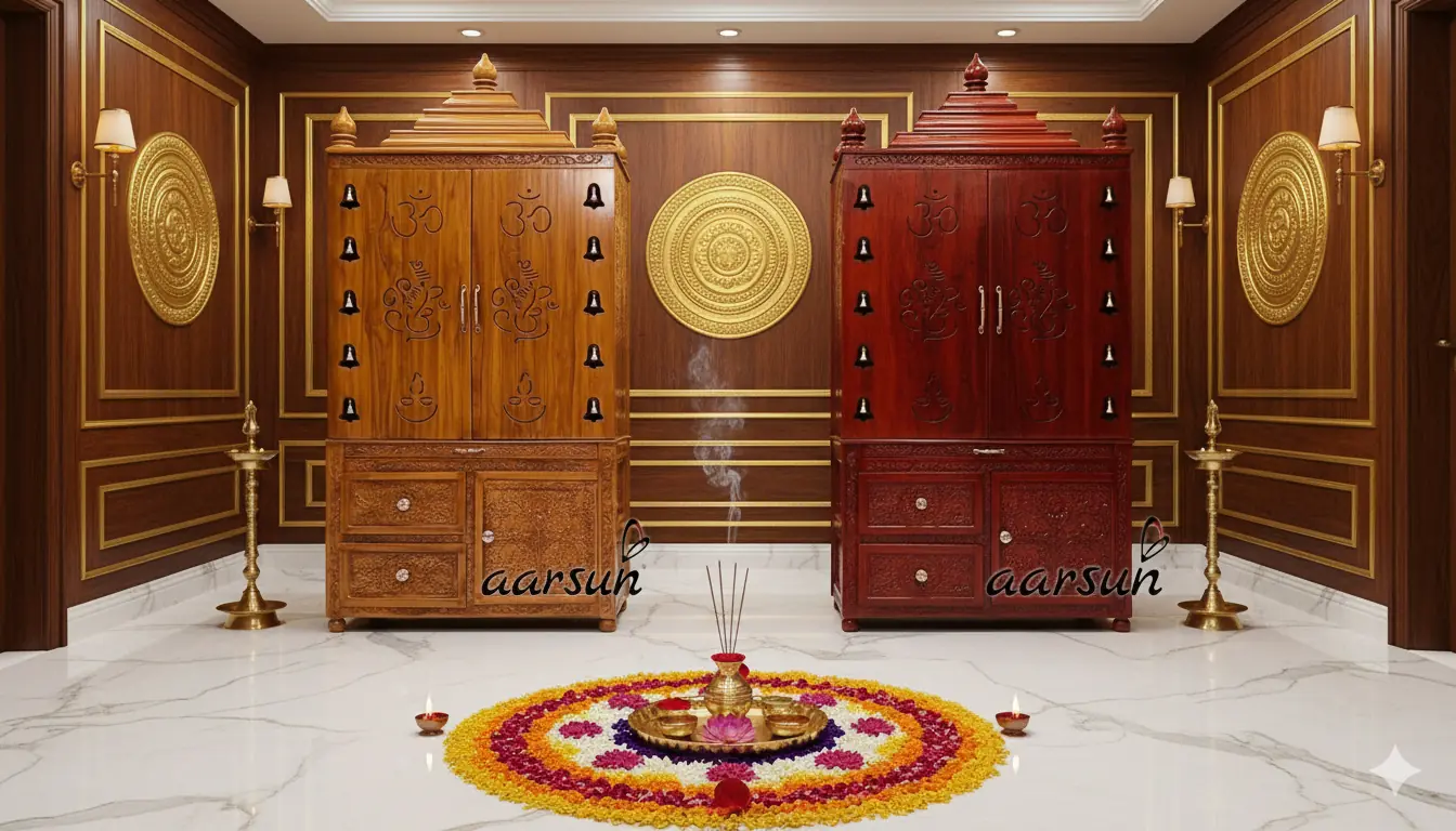 Latest design modern wooden Pooja Cabinet YT - 1111 View 3